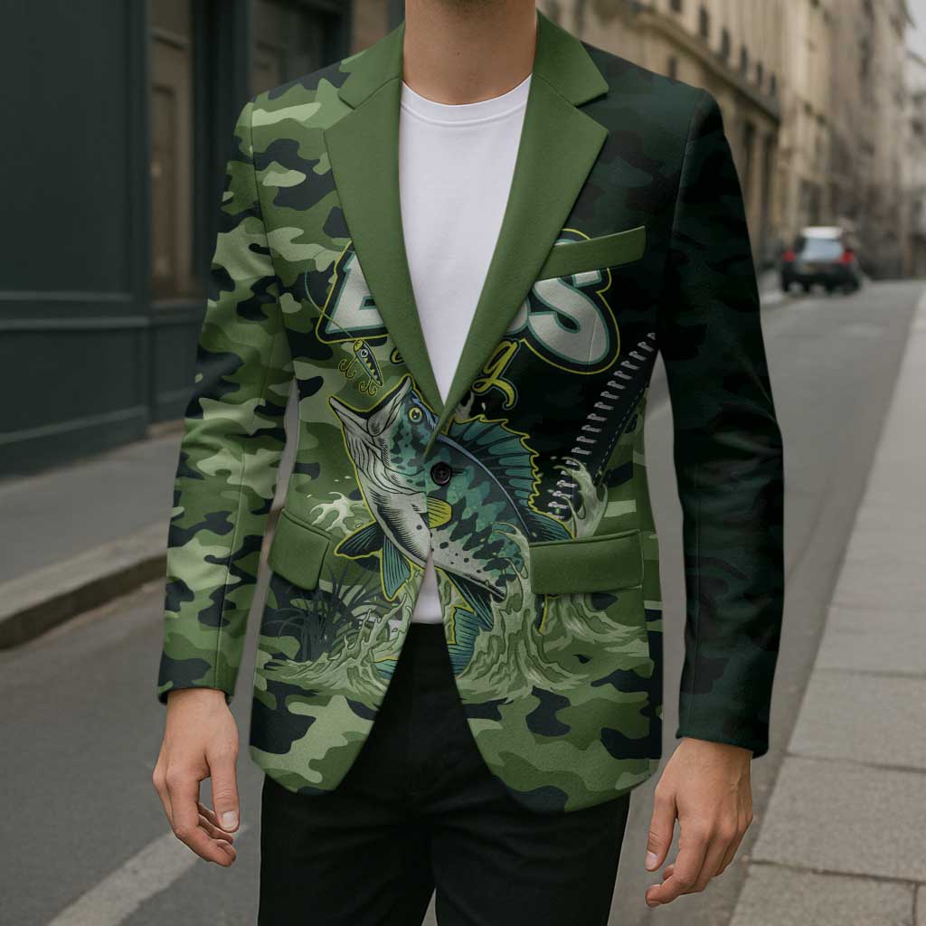 Personalized Bass Fishing Camouflage Blazer Zipper Stylized