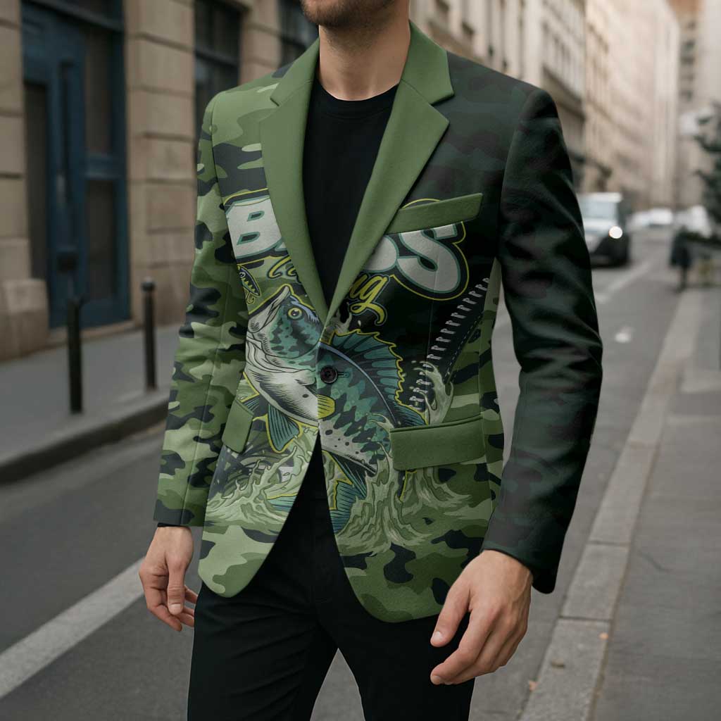 Personalized Bass Fishing Camouflage Blazer Zipper Stylized