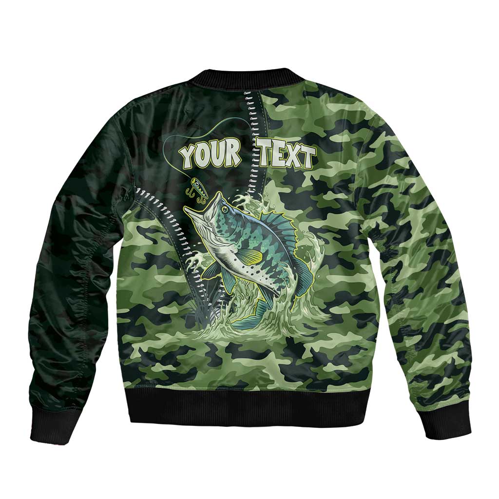 Personalized Bass Fishing Camouflage Bomber Jacket Zipper Stylized