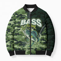 Personalized Bass Fishing Camouflage Bomber Puffer Jacket Zipper Stylized