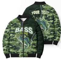 Personalized Bass Fishing Camouflage Bomber Puffer Jacket Zipper Stylized