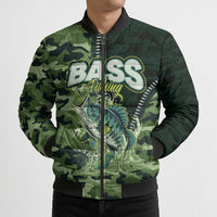 Personalized Bass Fishing Camouflage Bomber Puffer Jacket Zipper Stylized