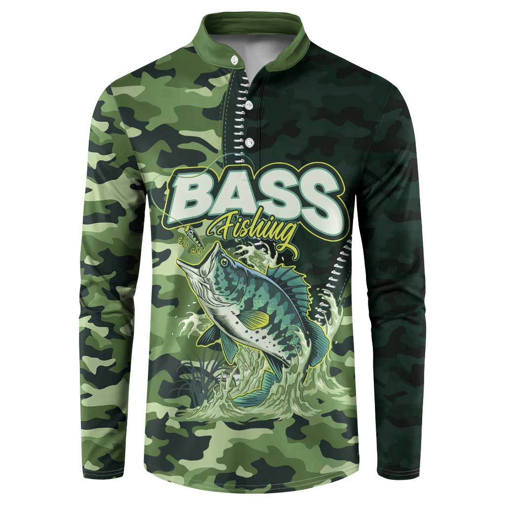 Personalized Bass Fishing Camouflage Button Sweatshirt Zipper Stylized