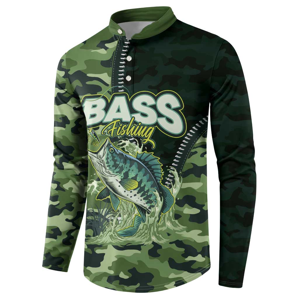 Personalized Bass Fishing Camouflage Button Sweatshirt Zipper Stylized