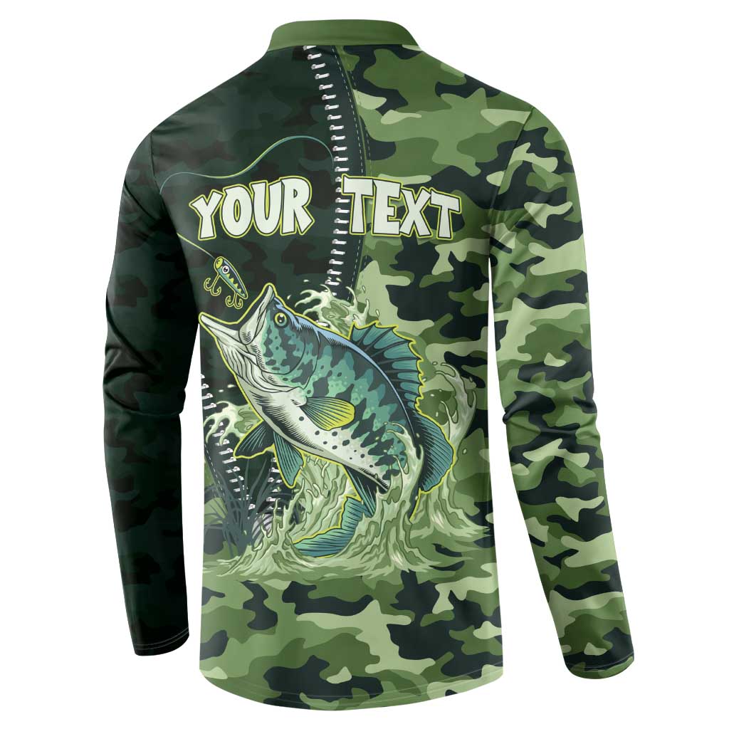 Personalized Bass Fishing Camouflage Button Sweatshirt Zipper Stylized