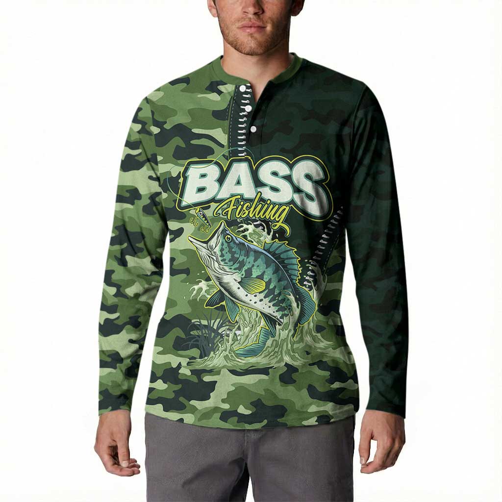 Personalized Bass Fishing Camouflage Button Sweatshirt Zipper Stylized