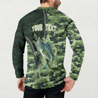 Personalized Bass Fishing Camouflage Button Sweatshirt Zipper Stylized