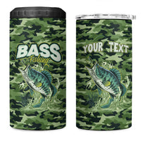 Personalized Bass Fishing Camouflage 4 in 1 Can Cooler Tumbler Zipper Stylized