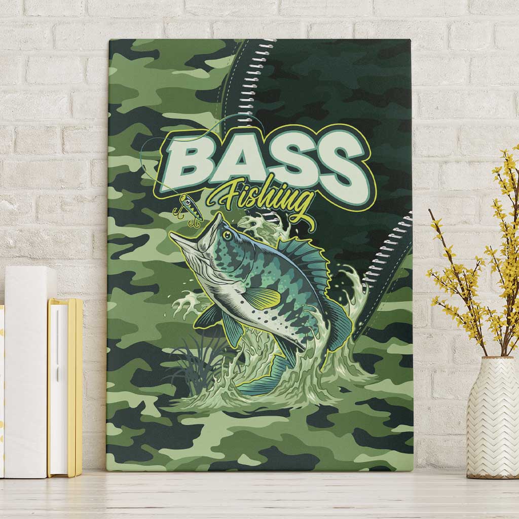 Bass Fishing Camouflage Canvas Wall Art Zipper Stylized