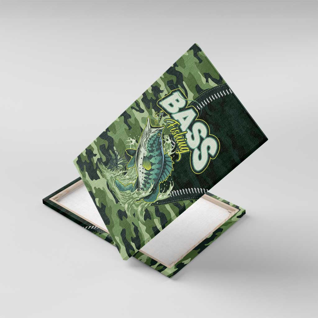 Bass Fishing Camouflage Canvas Wall Art Zipper Stylized