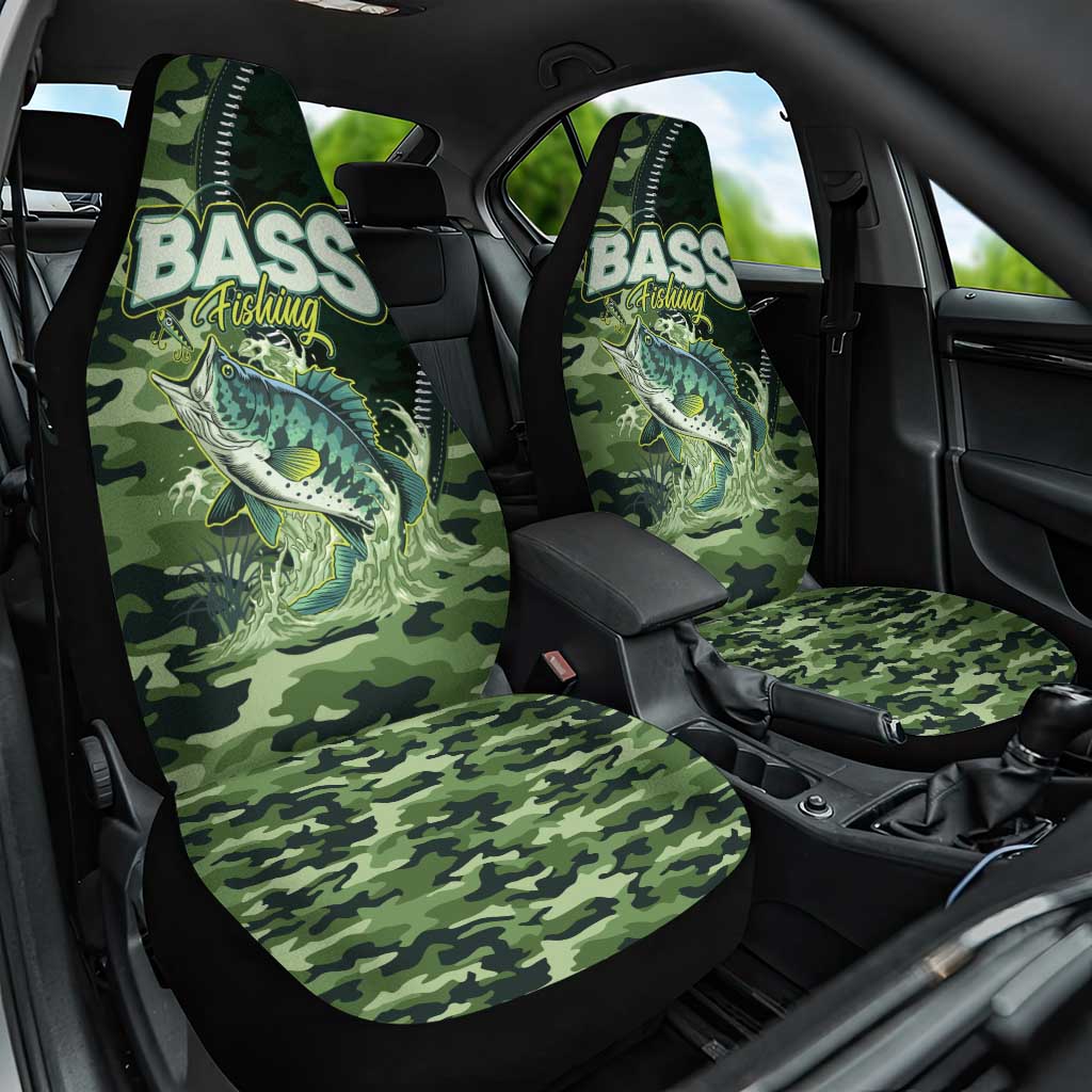 Bass Fishing Camouflage Car Seat Cover Zipper Stylized