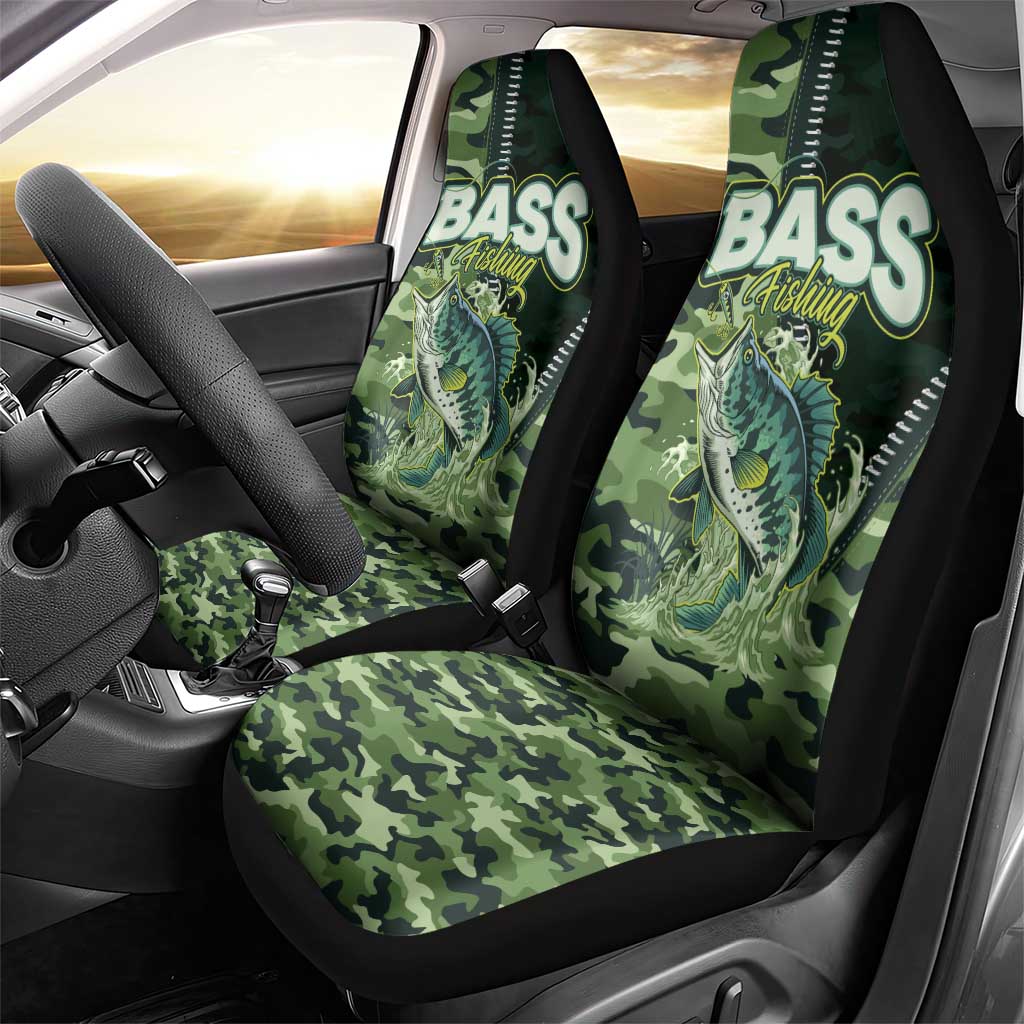 Bass Fishing Camouflage Car Seat Cover Zipper Stylized