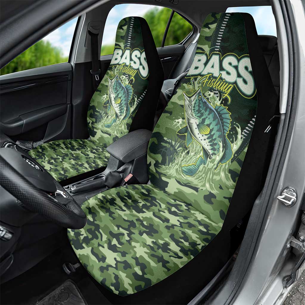 Bass Fishing Camouflage Car Seat Cover Zipper Stylized