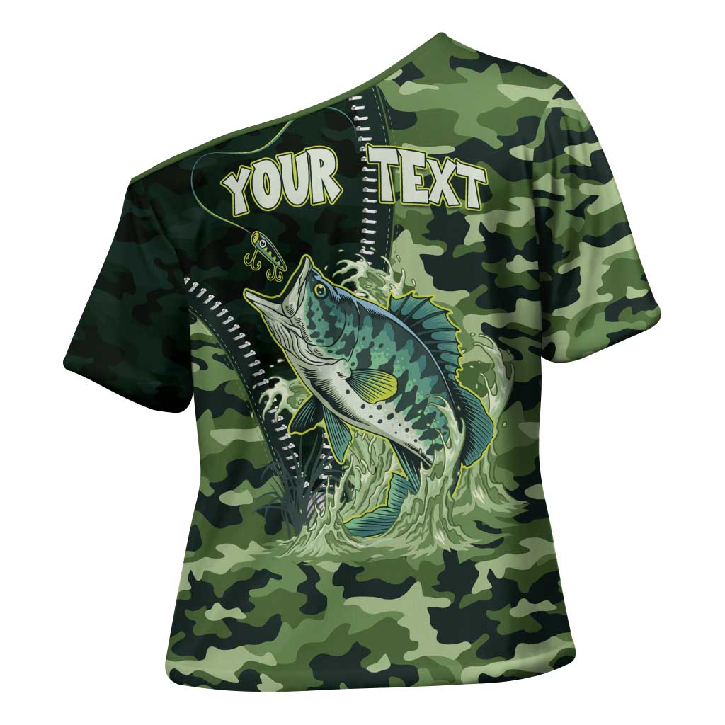 Personalized Bass Fishing Camouflage Cross Shoulder Shirt Zipper Stylized