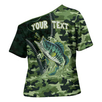 Personalized Bass Fishing Camouflage Cross Shoulder Shirt Zipper Stylized