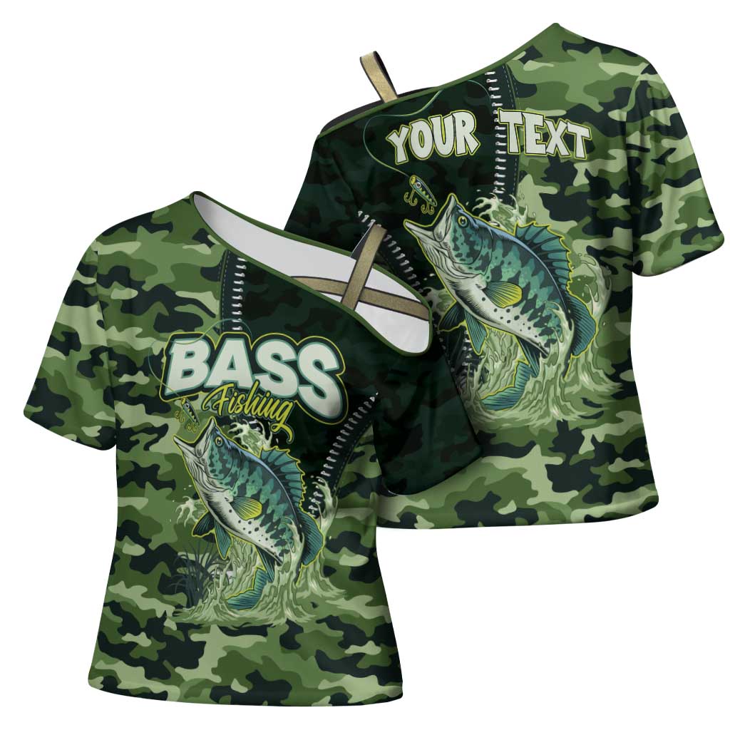 Personalized Bass Fishing Camouflage Cross Shoulder Shirt Zipper Stylized