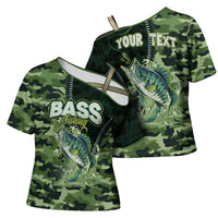 Personalized Bass Fishing Camouflage Cross Shoulder Shirt Zipper Stylized