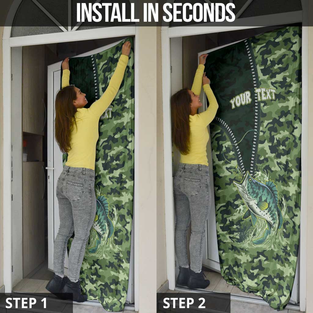 Personalized Bass Fishing Camouflage Door Cover Zipper Stylized