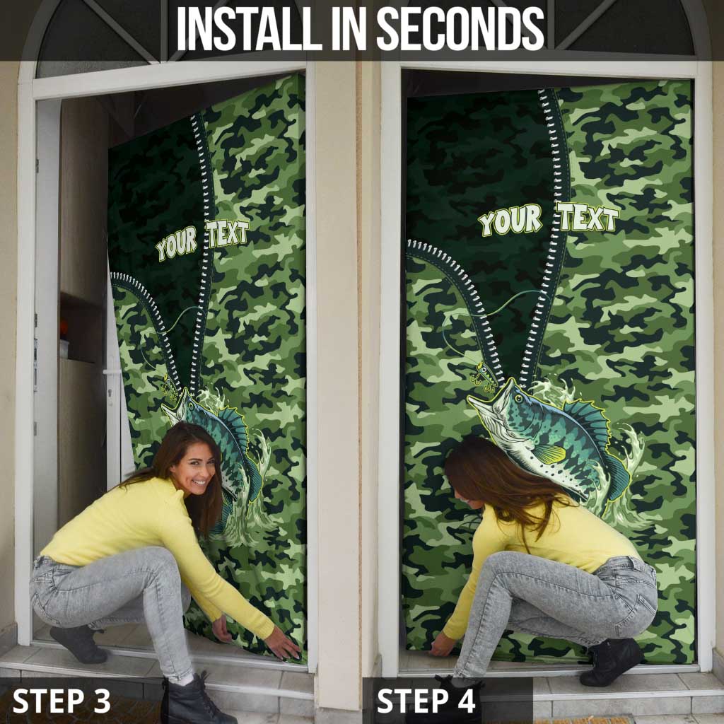 Personalized Bass Fishing Camouflage Door Cover Zipper Stylized