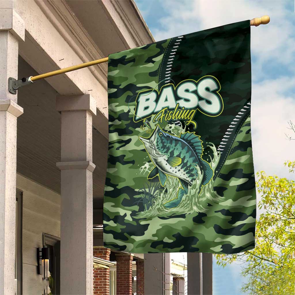 Bass Fishing Camouflage Garden Flag Zipper Stylized