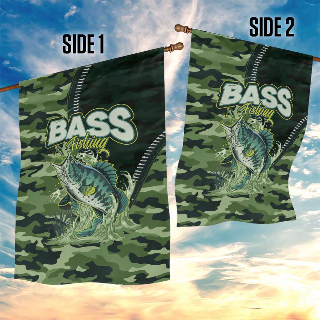Bass Fishing Camouflage Garden Flag Zipper Stylized