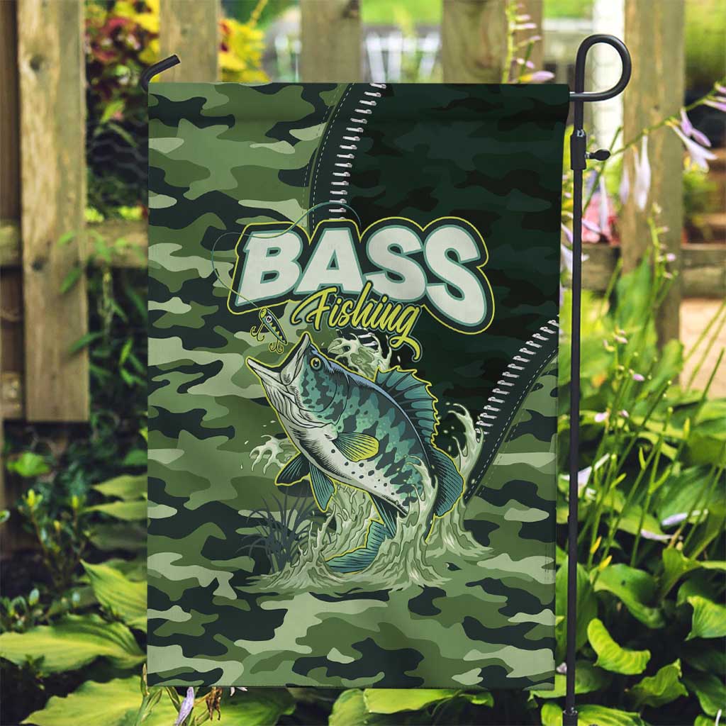 Bass Fishing Camouflage Garden Flag Zipper Stylized