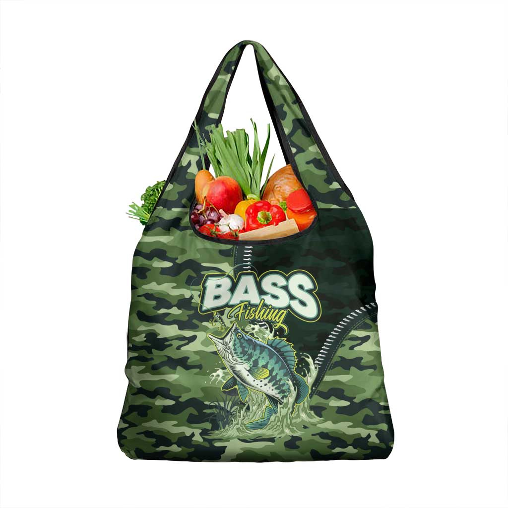 Bass Fishing Camouflage Grocery Bag Zipper Stylized