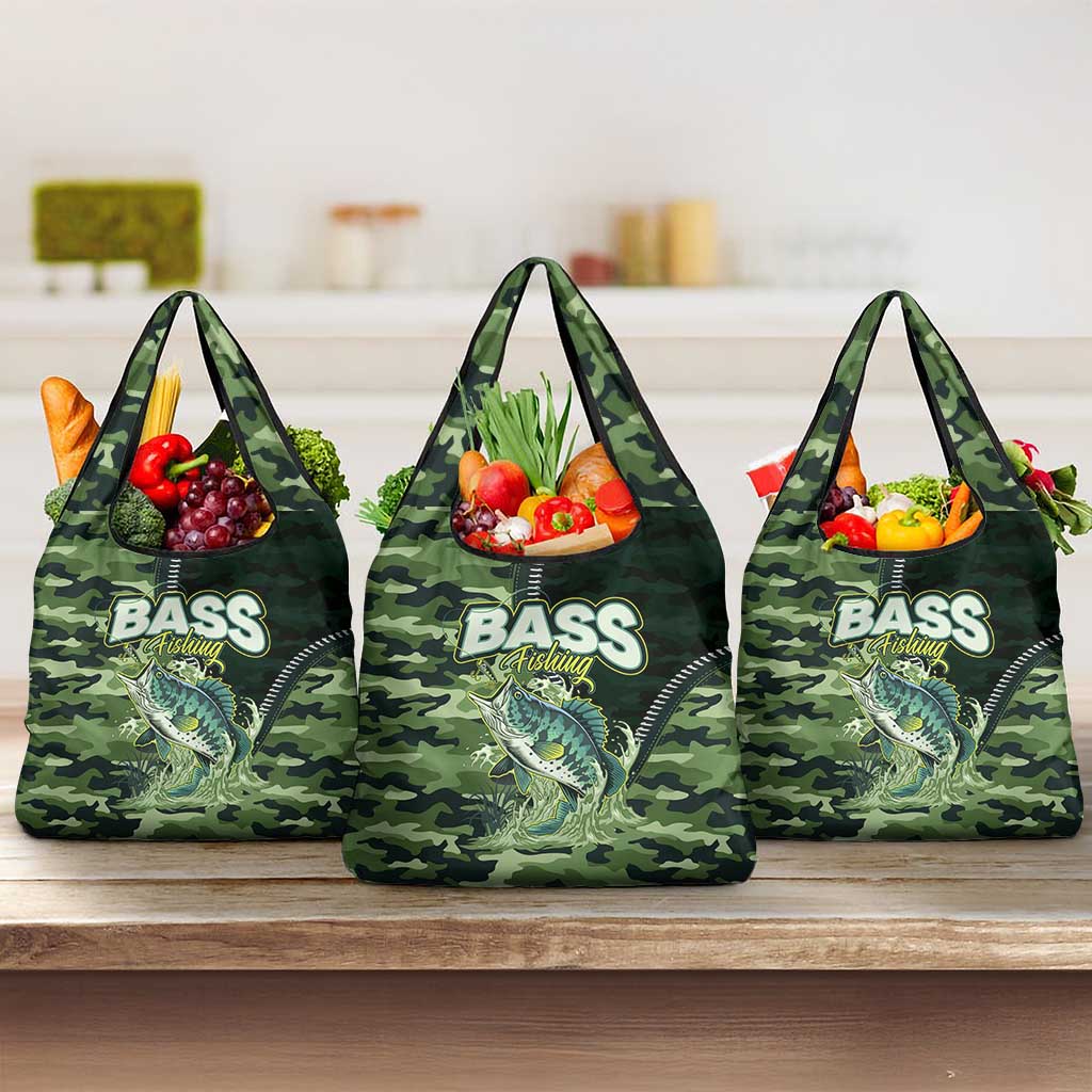 Bass Fishing Camouflage Grocery Bag Zipper Stylized
