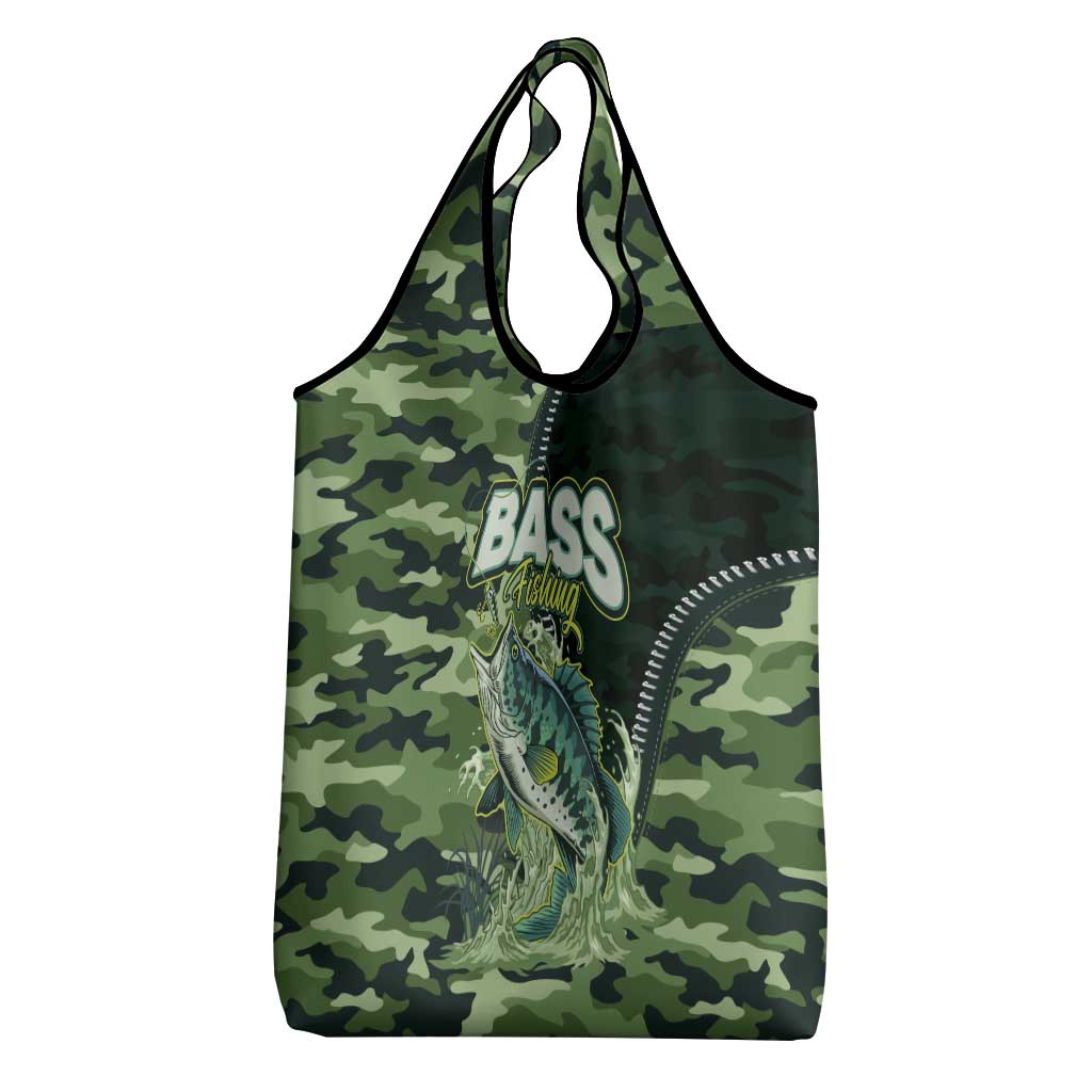 Bass Fishing Camouflage Grocery Bag Zipper Stylized
