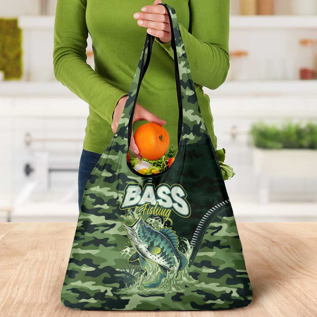 Bass Fishing Camouflage Grocery Bag Zipper Stylized