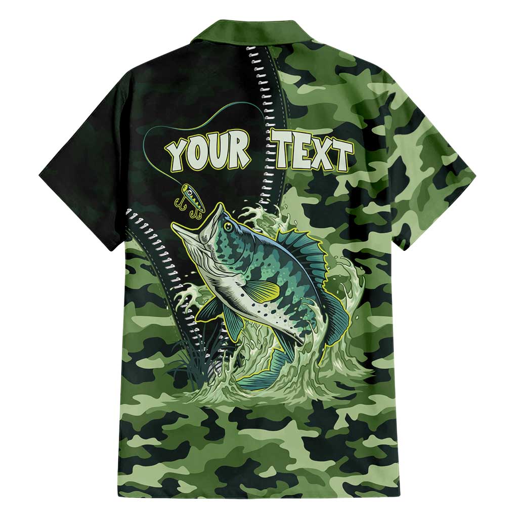 Personalized Bass Fishing Camouflage Hawaiian Shirt Zipper Stylized