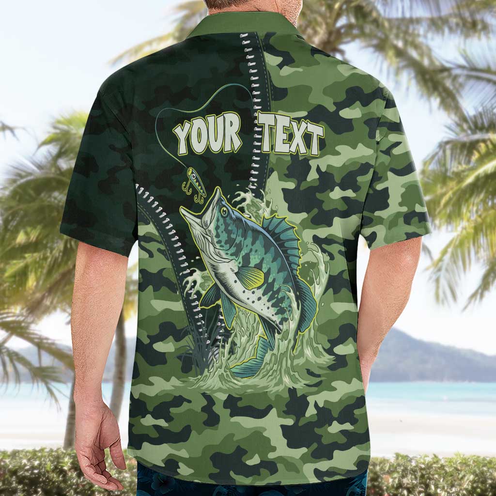 Personalized Bass Fishing Camouflage Hawaiian Shirt Zipper Stylized
