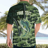 Personalized Bass Fishing Camouflage Hawaiian Shirt Zipper Stylized