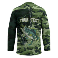 Personalized Bass Fishing Camouflage Hockey Jersey Zipper Stylized