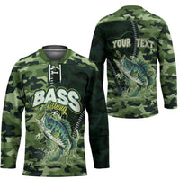 Personalized Bass Fishing Camouflage Hockey Jersey Zipper Stylized