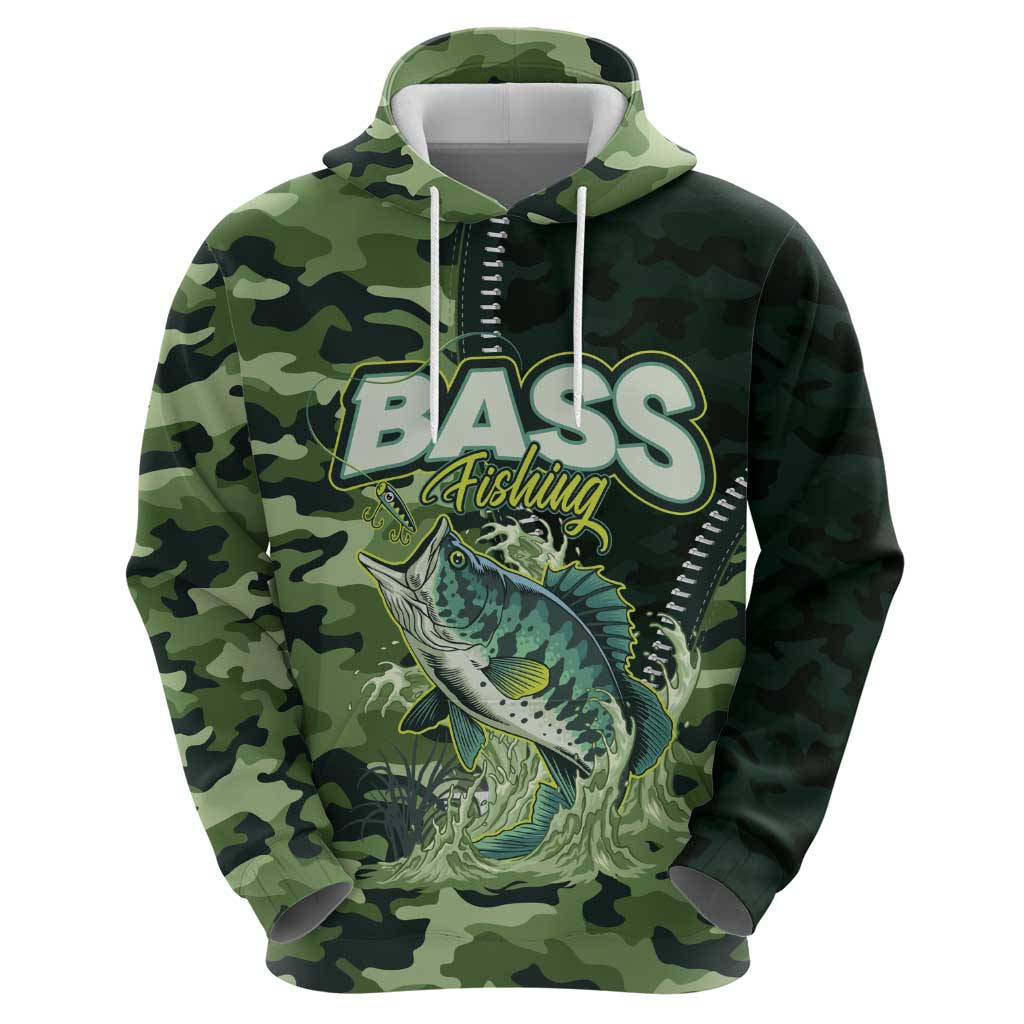 Personalized Bass Fishing Camouflage Hoodie Zipper Stylized