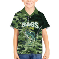 Personalized Bass Fishing Camouflage Kid Hawaiian Shirt Zipper Stylized
