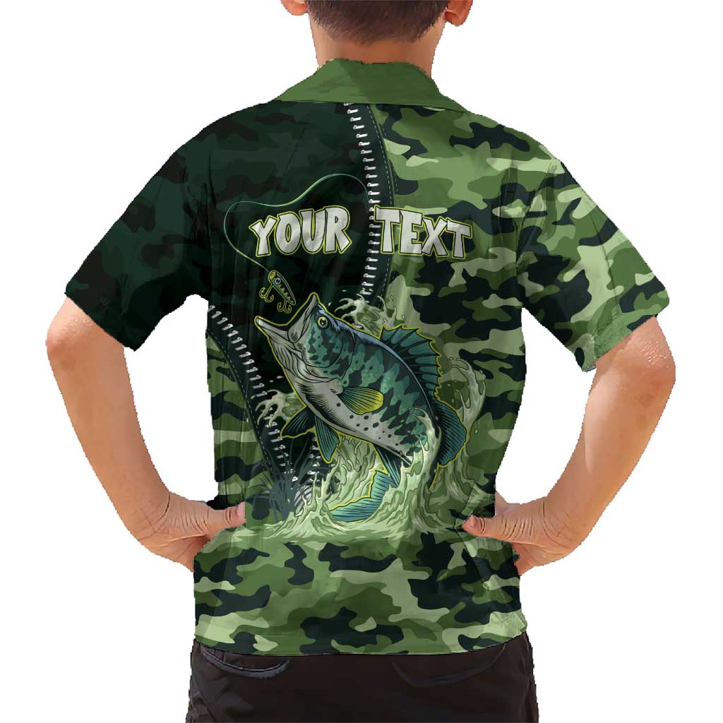 Personalized Bass Fishing Camouflage Kid Hawaiian Shirt Zipper Stylized
