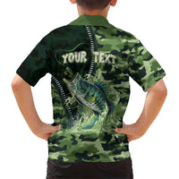 Personalized Bass Fishing Camouflage Kid Hawaiian Shirt Zipper Stylized