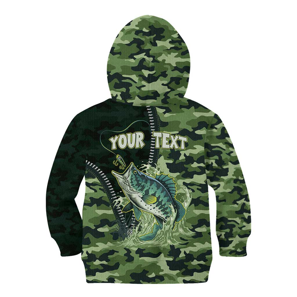 Personalized Bass Fishing Camouflage Kid Hoodie Zipper Stylized
