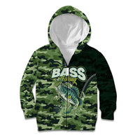 Personalized Bass Fishing Camouflage Kid Hoodie Zipper Stylized