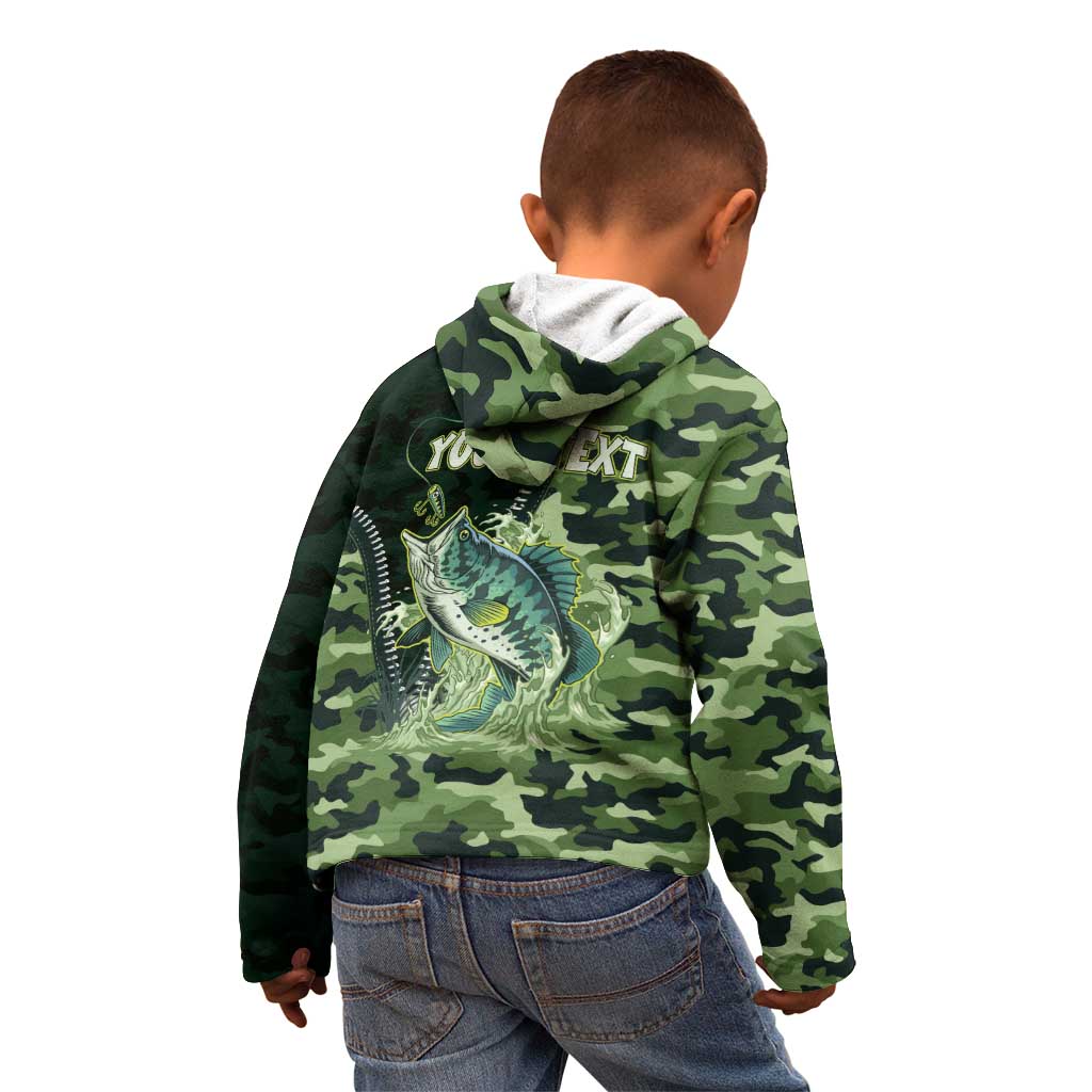 Personalized Bass Fishing Camouflage Kid Hoodie Zipper Stylized
