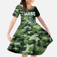 Personalized Bass Fishing Camouflage Kid Short Sleeve Dress Zipper Stylized