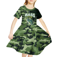 Personalized Bass Fishing Camouflage Kid Short Sleeve Dress Zipper Stylized