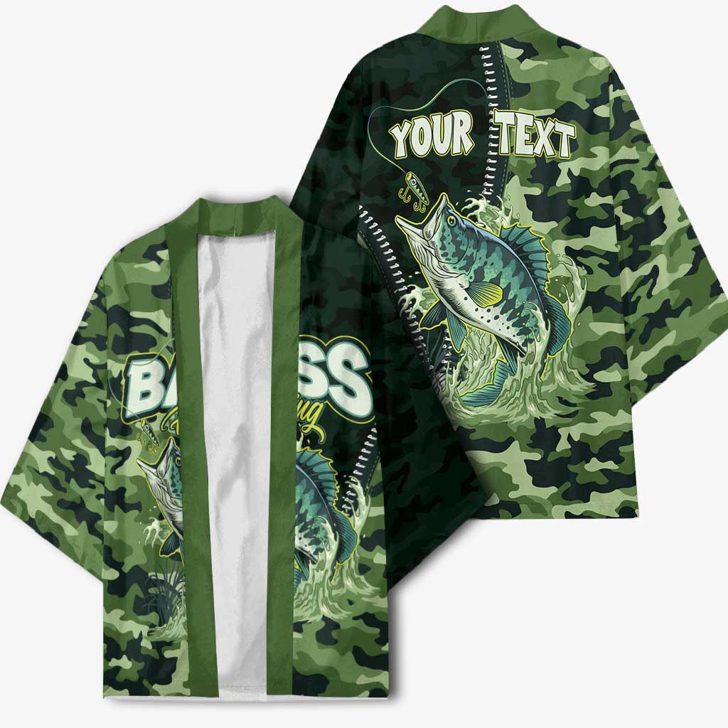 Personalized Bass Fishing Camouflage Kimono Zipper Stylized