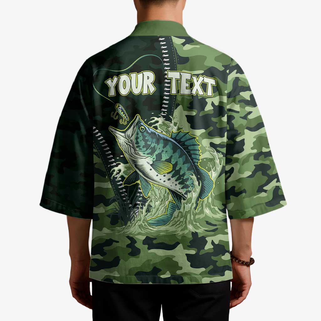 Personalized Bass Fishing Camouflage Kimono Zipper Stylized