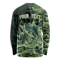 Personalized Bass Fishing Camouflage Long Sleeve Shirt Zipper Stylized
