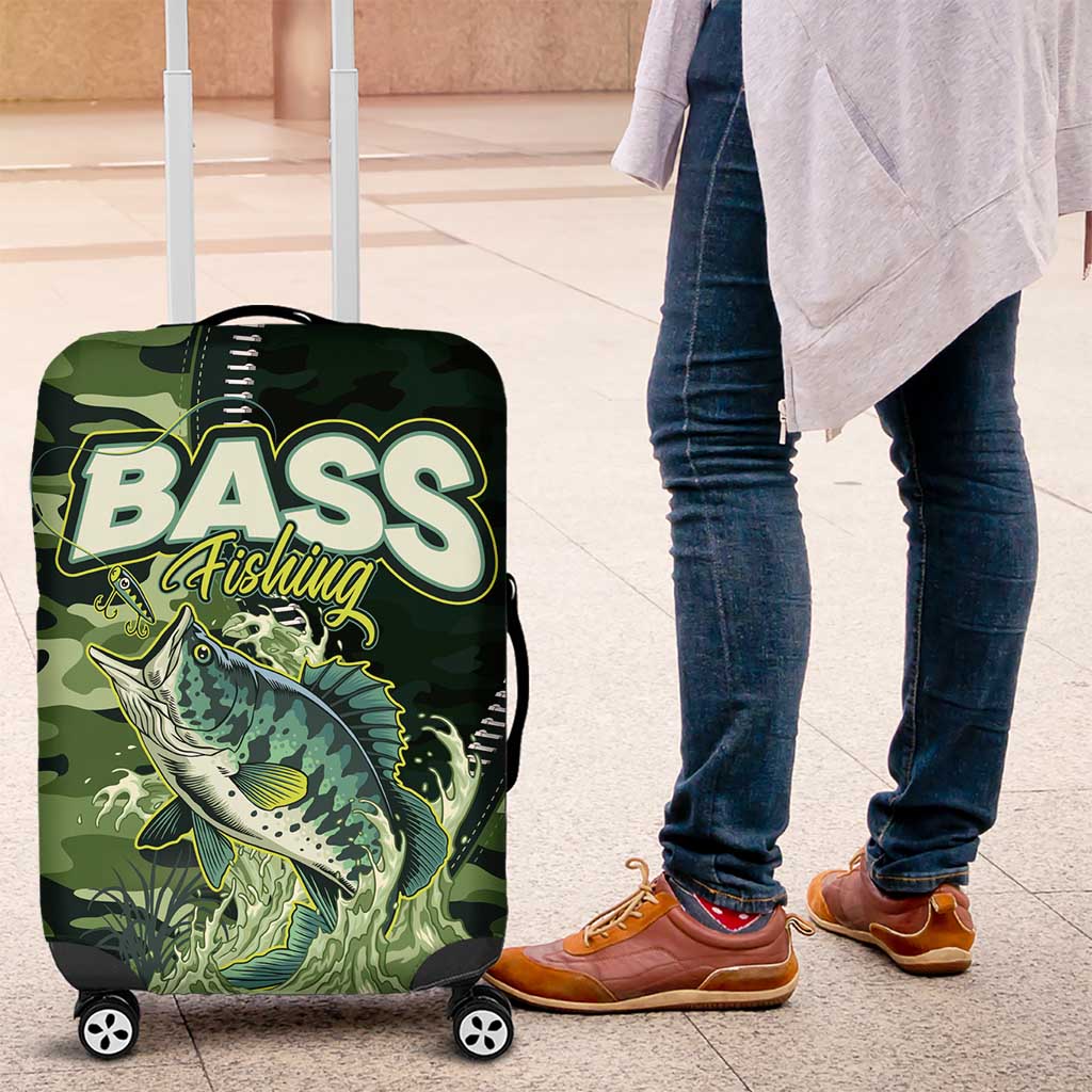 Bass Fishing Camouflage Luggage Cover Zipper Stylized