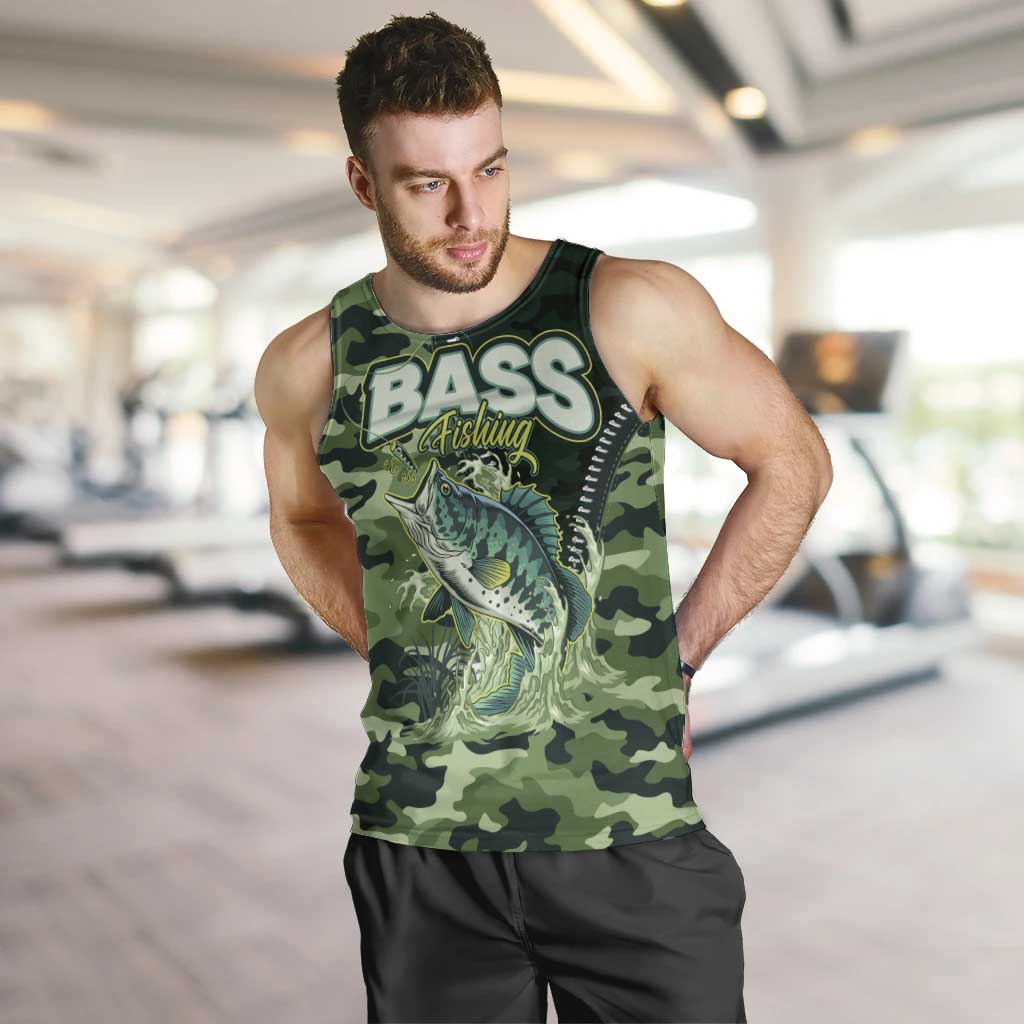 Personalized Bass Fishing Camouflage Men Tank Top Zipper Stylized