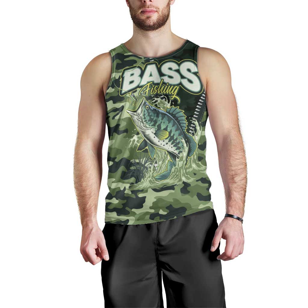 Personalized Bass Fishing Camouflage Men Tank Top Zipper Stylized